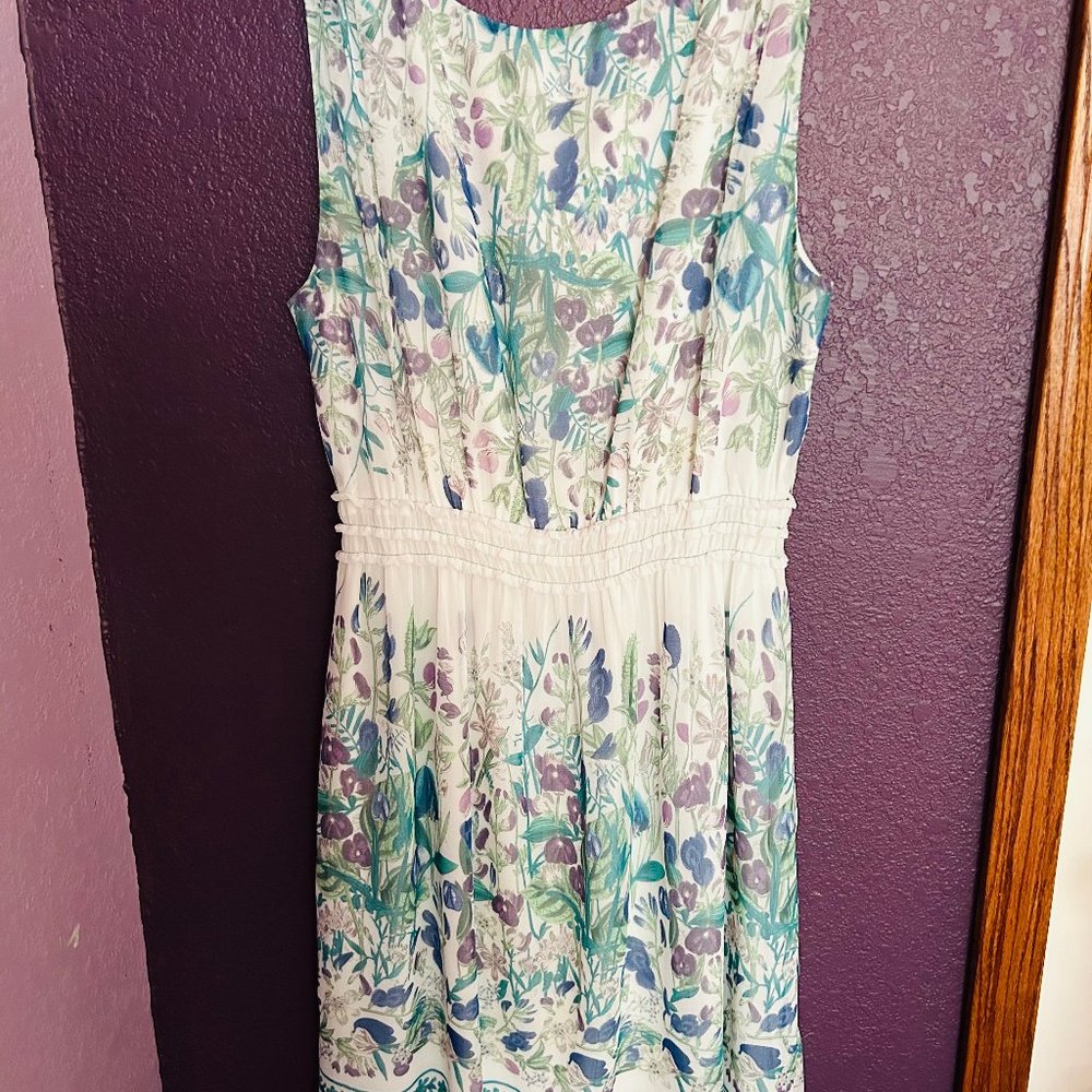 Max Studio Speciality Prods (M.S.S.P.) DRESS, XL White w/blue, purple, & green - Picture 4 of 8